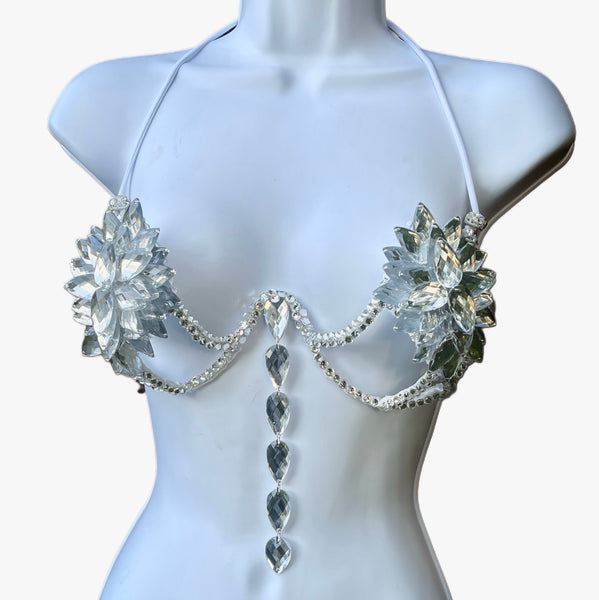 Silver Rihanna Inspired Diamond Samba Carnival Dance Top