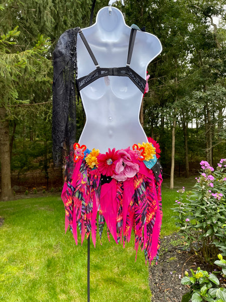 Ready to ship 32C Small Bottom - Neon Glam Garden Fairy Bra and Shorts Costume