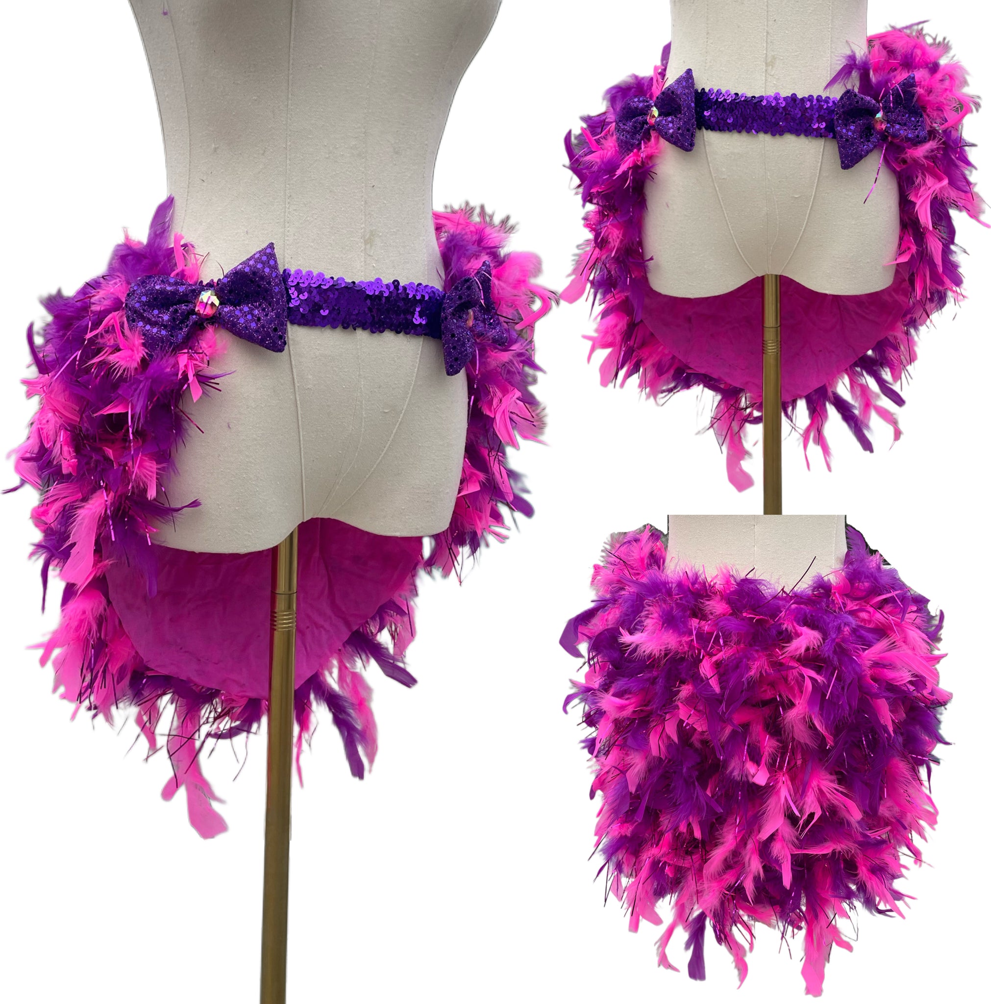 Ready To Ship - 30" - Pink Purple Cheshire Cat Inspired Feather Bustle Skirt Cosplay Costume