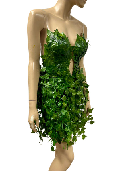 Mother Nature Poison Ivy Mini Backless Plunge Dress Costume Rave Cosplay Halloween