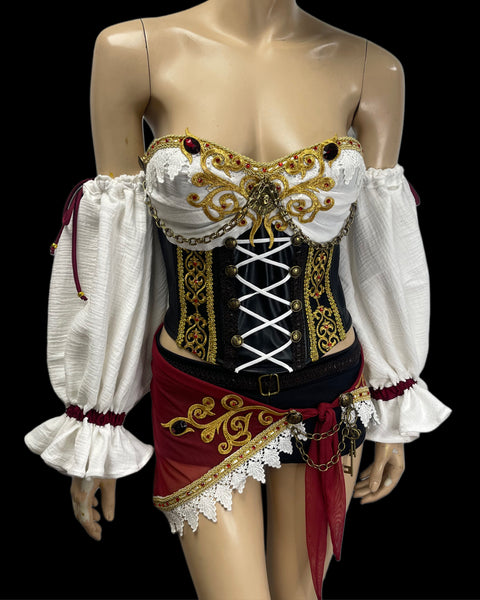 Pirate Corset, Skirt and Shorts Costume