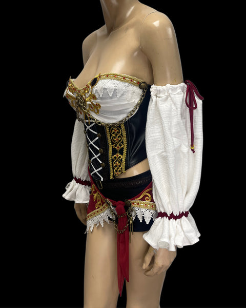 Pirate Corset, Skirt and Shorts Costume