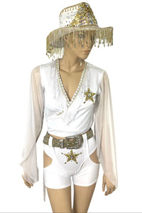 White and Gold Cowgirl Sheriff Costume