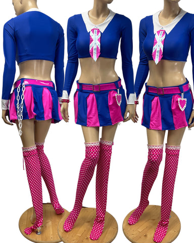 Austin Powers School Girl Twins Inspired Dance Festival Cosplay Costume