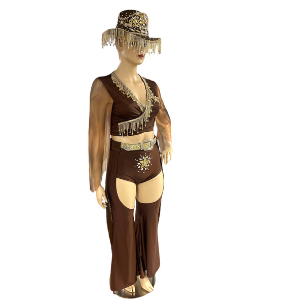 Brown and Gold Cowgirl Costume