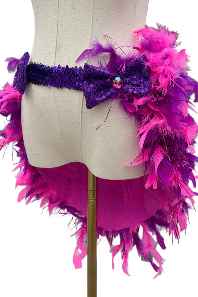 Pink Purple Cheshire Cat Inspired Feather Bustle Skirt Cosplay Costume