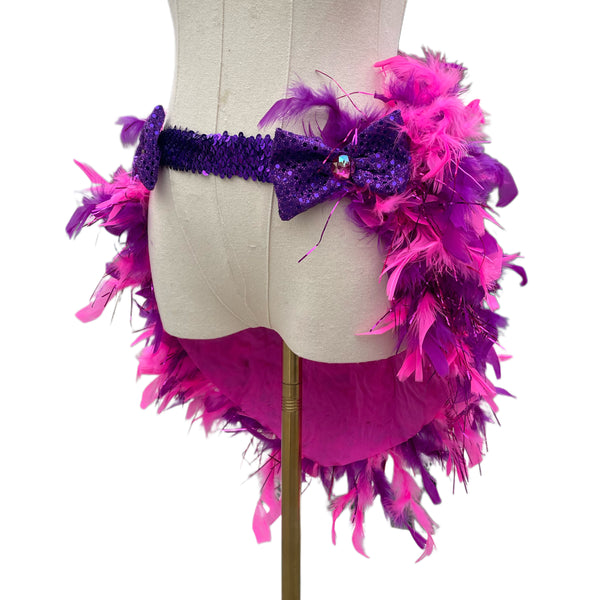 Ready To Ship - 30" - Pink Purple Cheshire Cat Inspired Feather Bustle Skirt Cosplay Costume