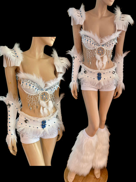 White Shield Maiden Viking Warrior Gladiator Costume