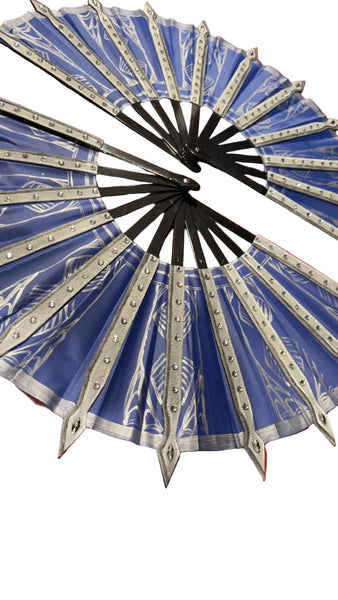 Blue and Silver Blade Fans for Cosplay - Inspired by Kitana Mortal Kombat