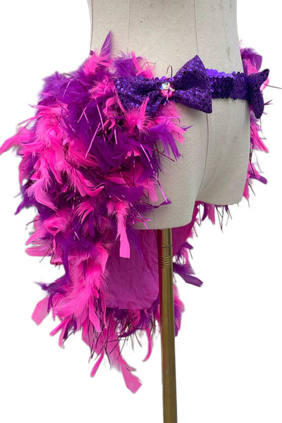 Pink Purple Cheshire Cat Inspired Feather Bustle Skirt Cosplay Costume