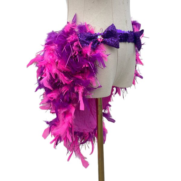 Ready To Ship - 30" - Pink Purple Cheshire Cat Inspired Feather Bustle Skirt Cosplay Costume