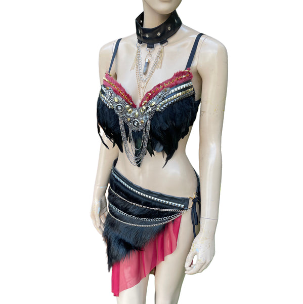 Ready to Ship 36C Red and Black Viking Warrior Gladiator Costume