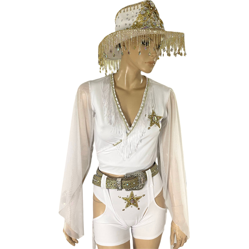 White and Gold Cowgirl Sheriff Costume Hat Only White and Gold Cowgirl Sheriff Costume Hat Only
