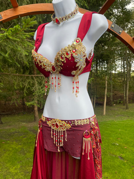 Burgundy Princess Jasmine Inspired Cosplay Dance Costume