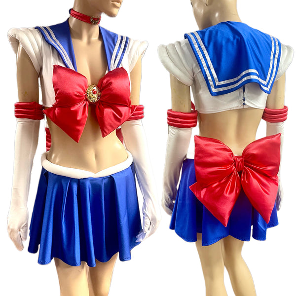 Sailor Moon Bra Crop Top and Skirt Cosplay Costume