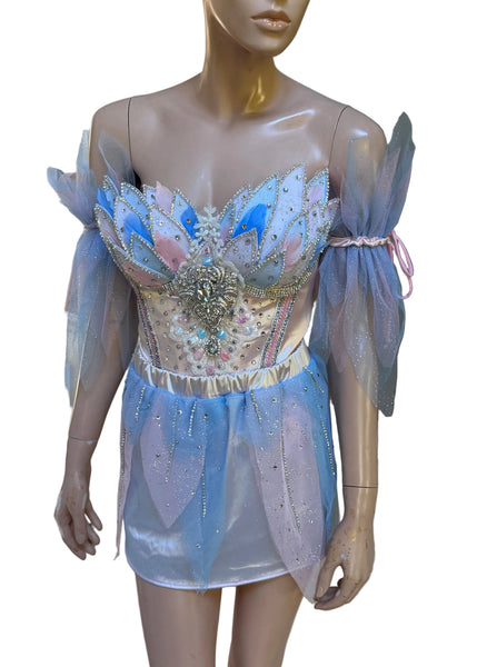 Pink and Sky Blue Swan Corset Skirt and Arm Cuffs