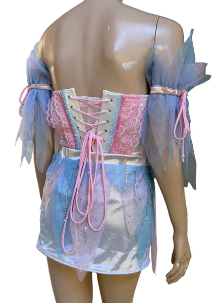 Pink and Sky Blue Swan Corset Skirt and Arm Cuffs