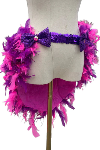 Pink Purple Cheshire Cat Inspired Feather Bustle Skirt Cosplay Costume