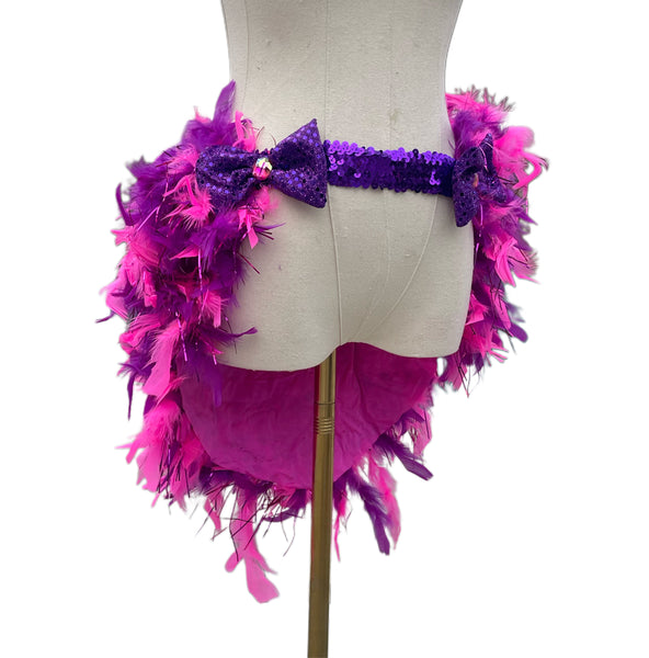 Ready To Ship - 30" - Pink Purple Cheshire Cat Inspired Feather Bustle Skirt Cosplay Costume