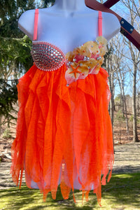 Ready to Ship - 32B - Neon Orange Mermaid Babydoll Dress