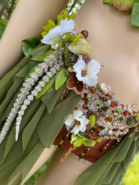 In To The Woods Mushroom Fairy with Moss and Mushrooms Two Piece Top and Skirt Costume