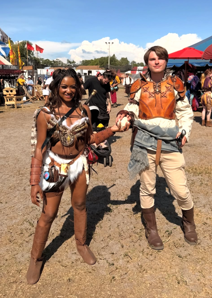 Winter White and Brown Skull Viking Warrior Gladiator Costume