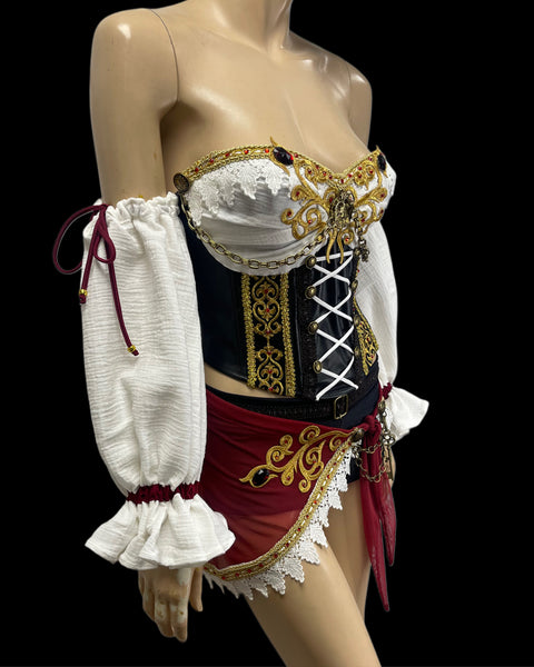 Pirate Corset, Skirt and Shorts Costume