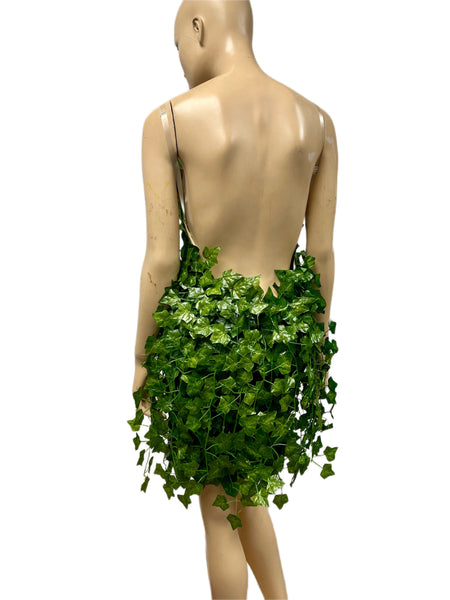 Mother Nature Poison Ivy Mini Backless Plunge Dress Costume Rave Cosplay Halloween