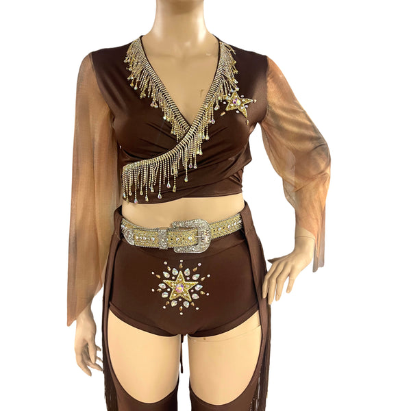 Brown and Gold Cowgirl Costume