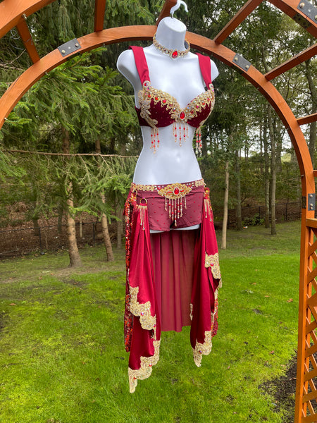 Burgundy Princess Jasmine Inspired Cosplay Dance Costume