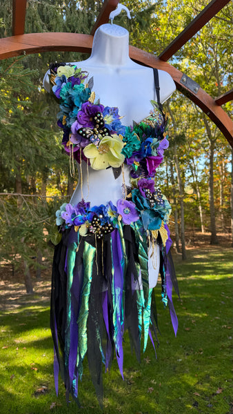 Dark Fairy Goddess Monokini with Golden Detailing Dance Costume