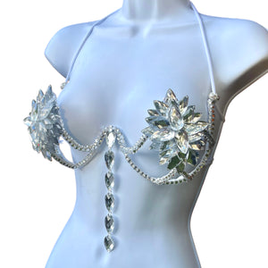 Silver Rihanna Inspired Diamond Samba Carnival Dance Top