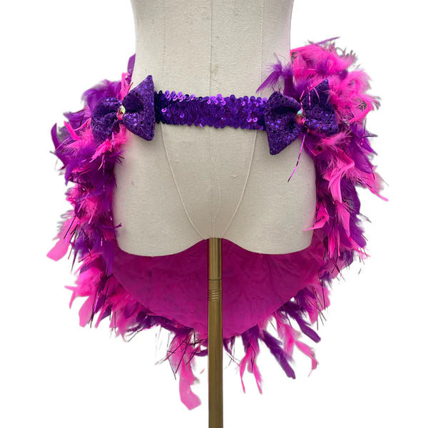 Pink Purple Cheshire Cat Inspired Feather Bustle Skirt Cosplay Costume