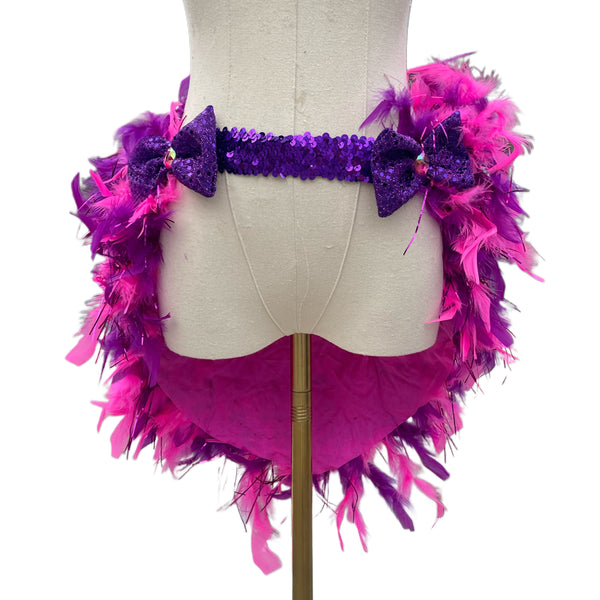 Ready To Ship - 30" - Pink Purple Cheshire Cat Inspired Feather Bustle Skirt Cosplay Costume