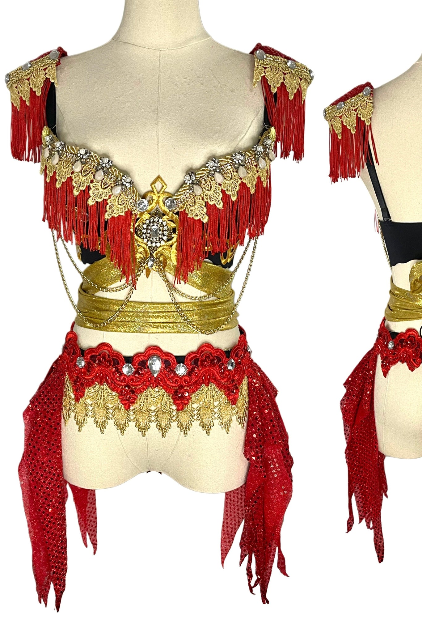 Ring Leader Bra Skirt Costume with Shoulder pads