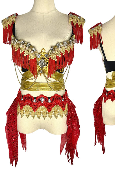 Ring Leader Bra Skirt Costume with Shoulder pads