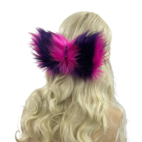 Cheshire Cat Inspired Fur Hair Bow Clip Headband