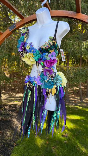 Dark Fairy Goddess Monokini with Golden Detailing Dance Costume