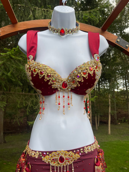 Burgundy Princess Jasmine Inspired Cosplay Dance Costume