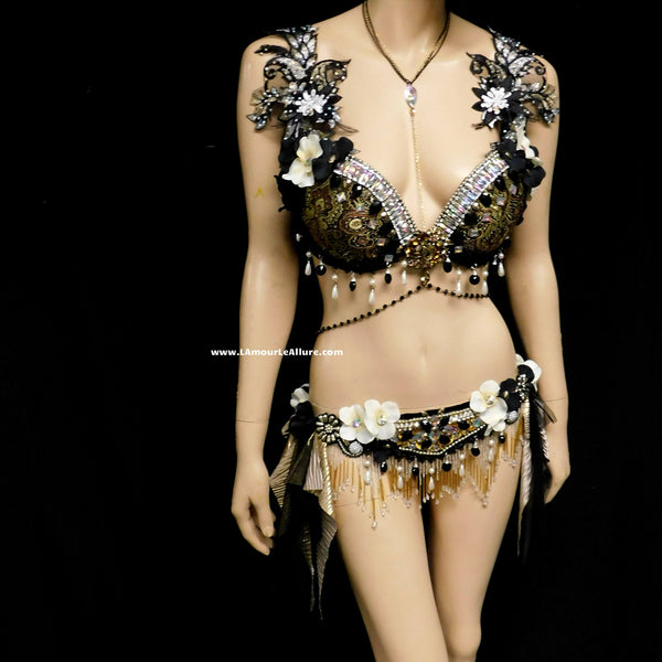 Ready to Ship 36D Medium - Black and Gold Gypsy Forest Fairy