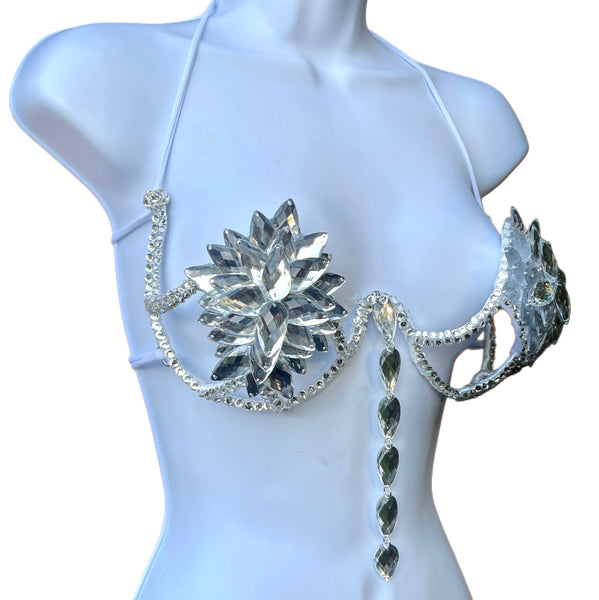 Silver Rihanna Inspired Diamond Samba Carnival Dance Top