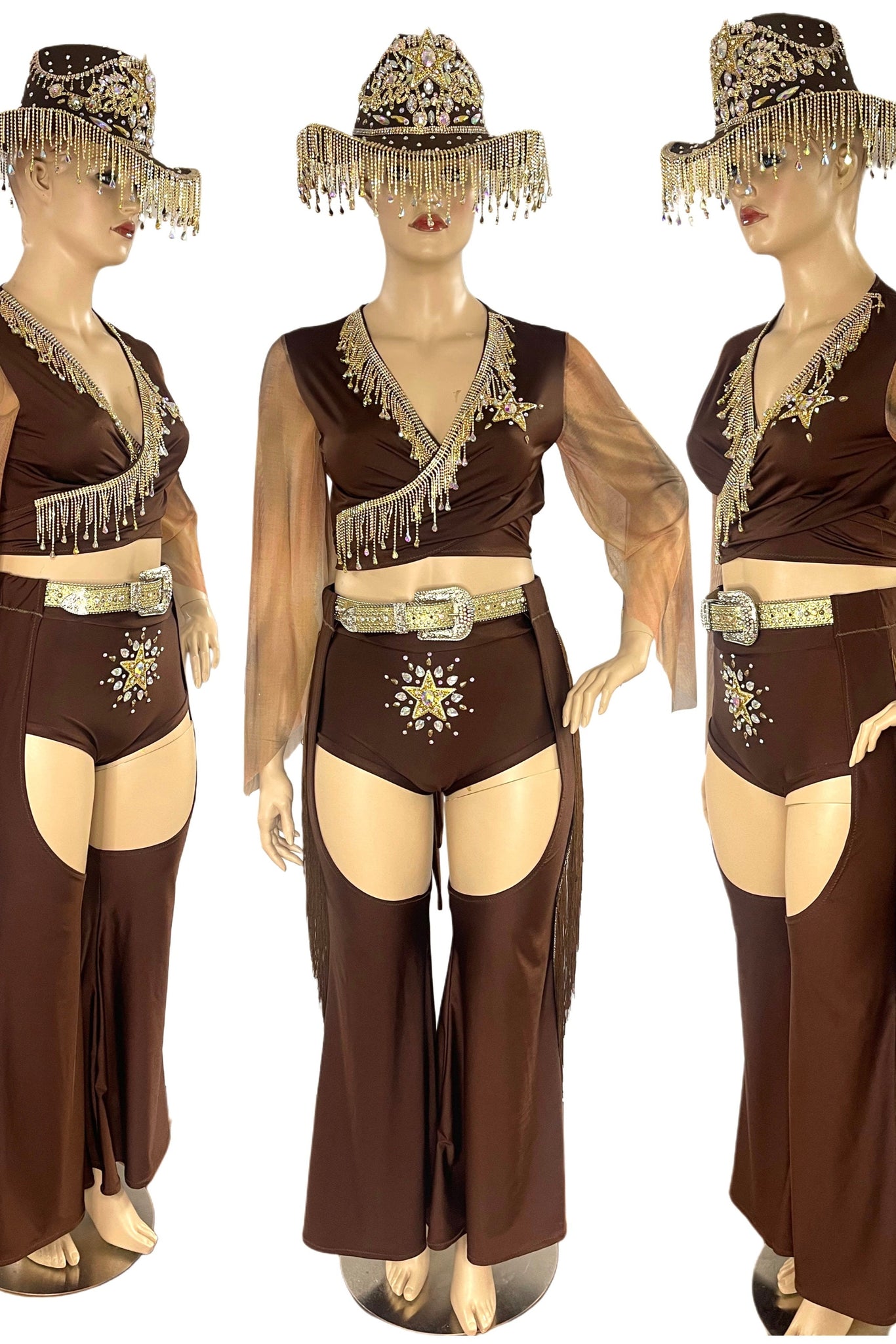 Brown and Gold Cowgirl Sheriff Costume
