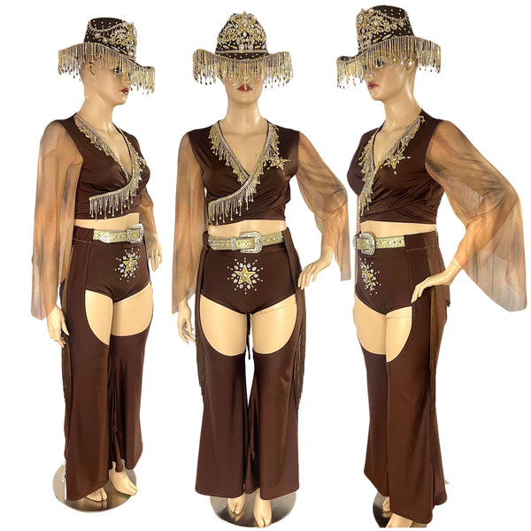 Brown and Gold Cowgirl Costume