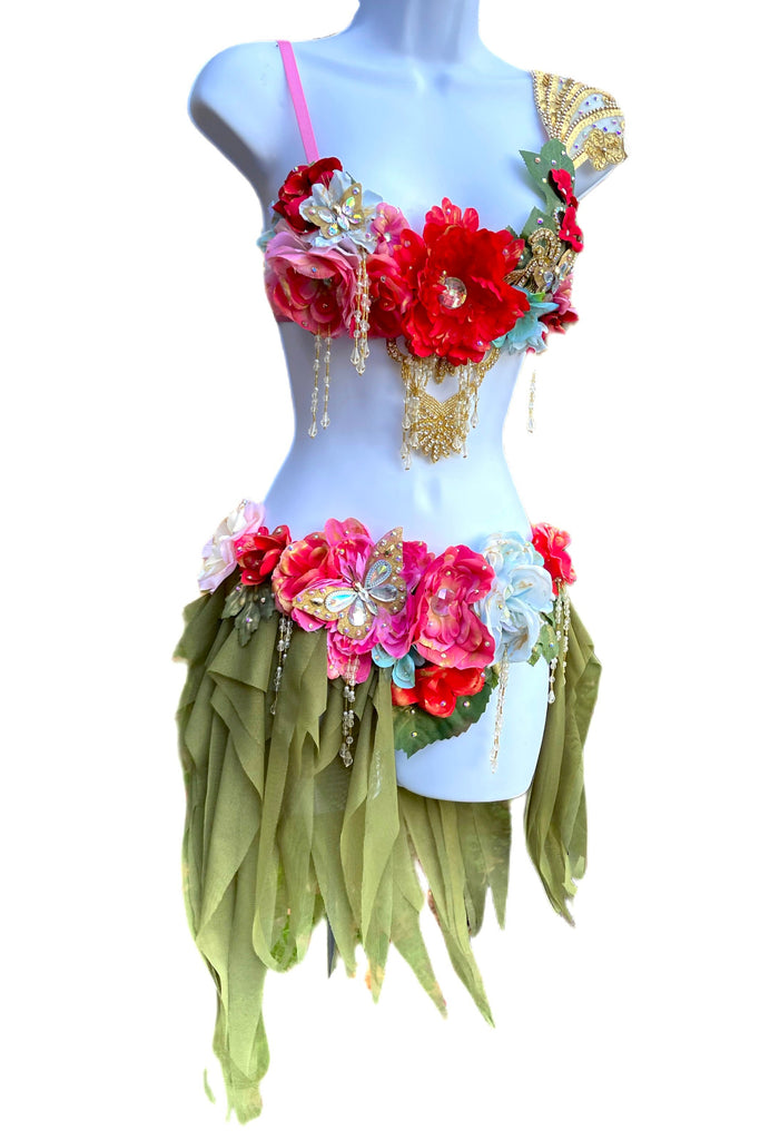 Golden Spring Forest Fairy Goddess with Green Skirt Two Piece Cosplay Costume Golden Spring Forest Fairy Goddess with Green Skirt Two Piece Cosplay Costume