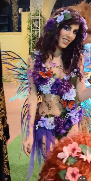 Purple Spring Fairy Monokini Warriors with Monarch Butterflies Cosplay Festival Dance Costume