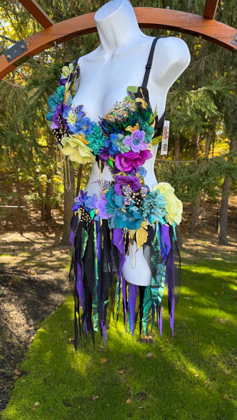 Dark Fairy Goddess Monokini with Golden Detailing Dance Costume