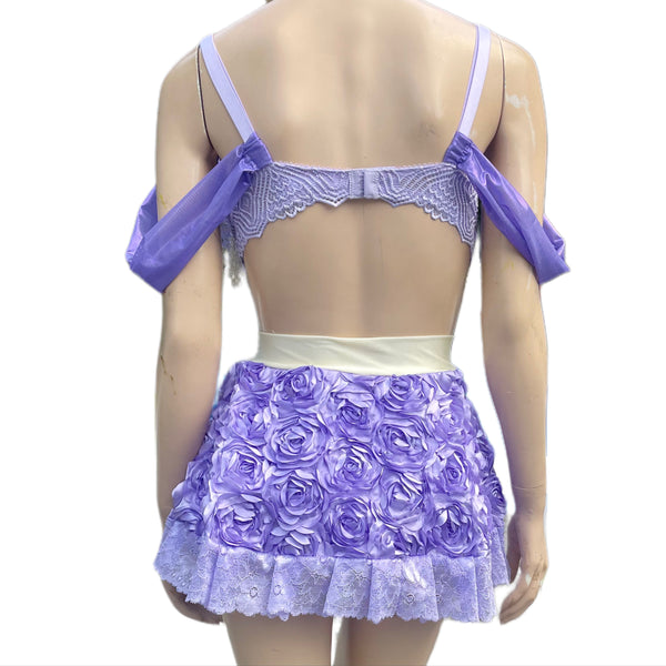 Ready To Ship - 36DDD Large - Lavender Dreams Butterfly Fairy Dance Rave Bra and Skirt Halloween Costume