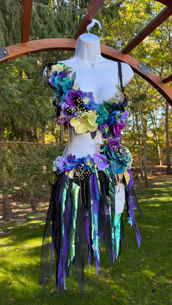 Dark Fairy Goddess Monokini with Golden Detailing Dance Costume