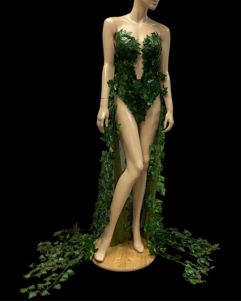 Plunge Poison Ivy Monokini Gown Dress Costume Rave Cosplay Halloween