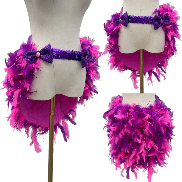 Pink Purple Cheshire Cat Inspired Feather Bustle Skirt Cosplay Costume